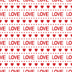 Heart seamless pattern. Love . Red and white background