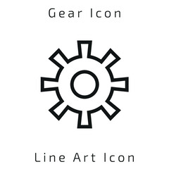 Editable Gear or Cogwheel Line Art Icon Using For Your Presentation, Website And Application, Setting Icon