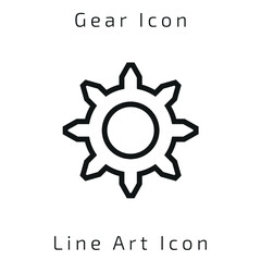 Editable Gear or Cogwheel Line Art Icon Using For Your Presentation, Website And Application, Setting Icon
