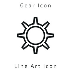 Editable Gear or Cogwheel Line Art Icon Using For Your Presentation, Website And Application, Setting Icon