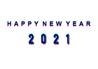 happy new year 2021 cover with modern geometric abstract background in retro style. happy new year greeting card banner design for 2021 calligraphy includes colorful shapes. Vector illustration