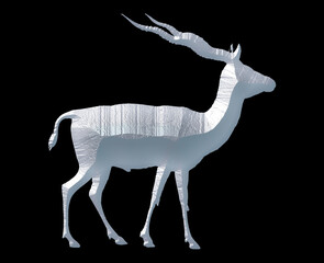 Antler Moose Reindeer Deer Logo Icon White Stone Sculpture Illustration