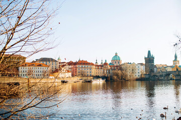 PRAGUE, CZECH REPUBLIC - DECEMBER 29, 2019: Classic view of Charles Bridge in Prague