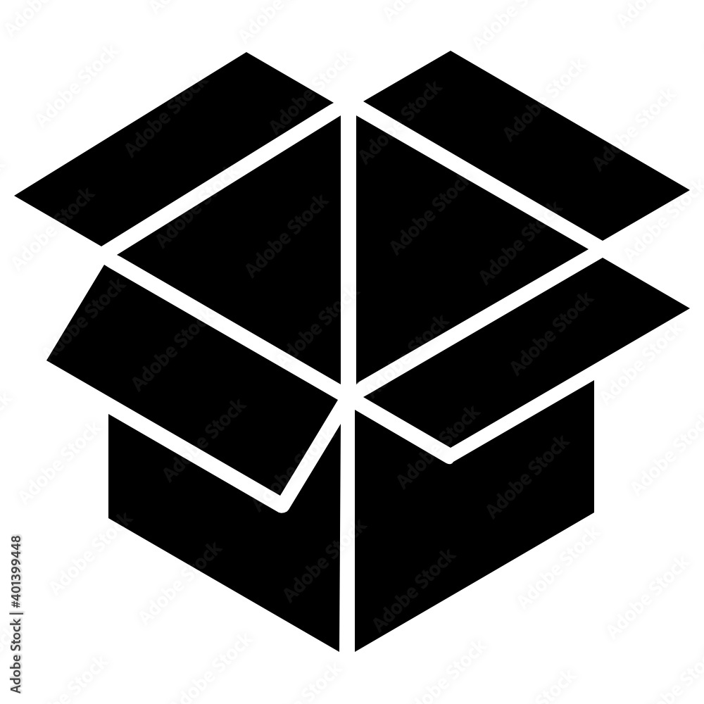 Sticker editable glyph isometric design of open package icon