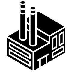 
Building with chimney depicting factory or industry icon in trendy style
