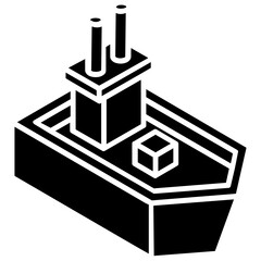 
Steamship icon, summer fun vector design or vintage sea transport 
