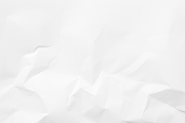 White crumpled paper texture background. Clean white paper. Top view.