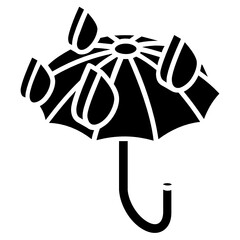 
Drops with umbrella denoting concept of rain protection icon
