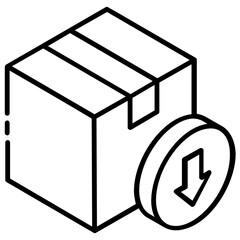 
Arrow with cardboard, package download icon

