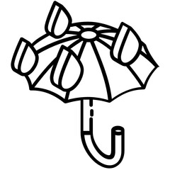 
Drops with umbrella denoting concept of rain protection icon

