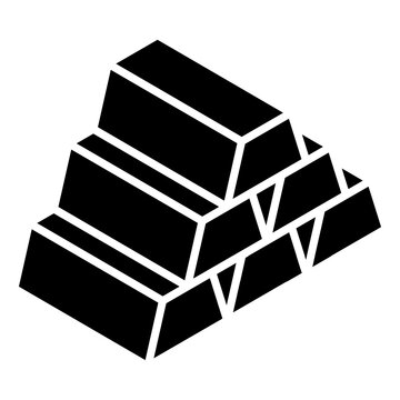 
Gold Bricks Glyph Isometric Icon, Gold Stack 
