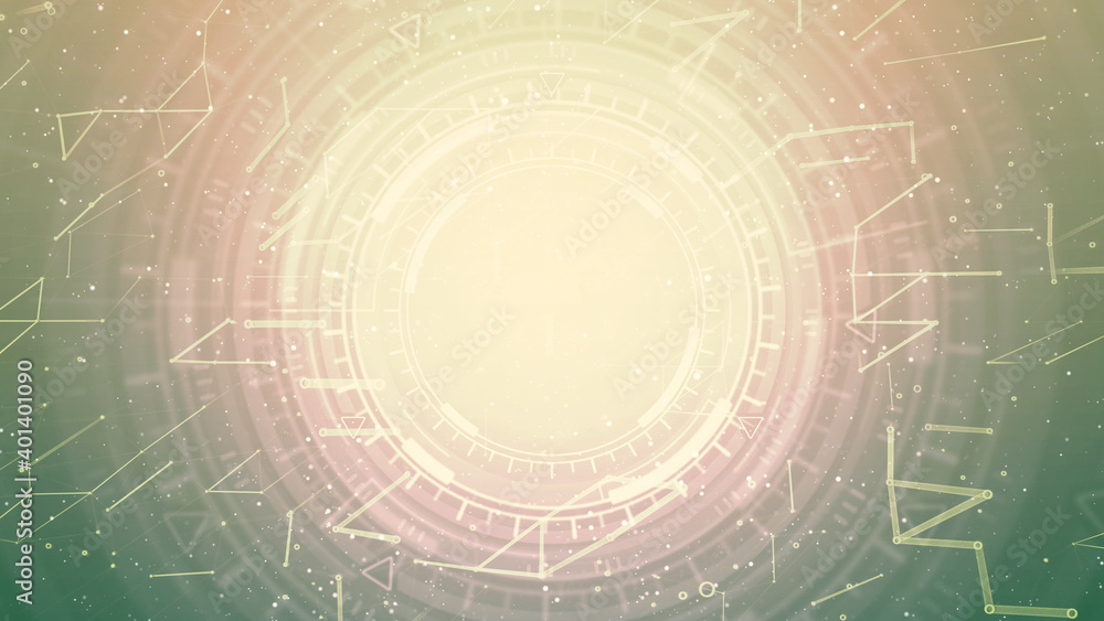 Aufkleber colorful digital abstract background of moving ui or hud circles, cyberpunk concept - abstract 3d re