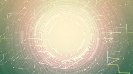 colorful digital abstract background of moving ui or hud circles, cyberpunk concept - abstract 3D rendering