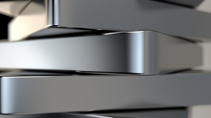 3d rendering of Metal, chrome plates,