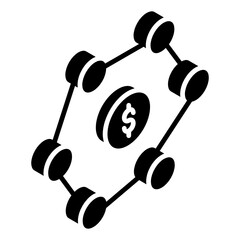 
Dollar surrounded by connected network financial network icon
