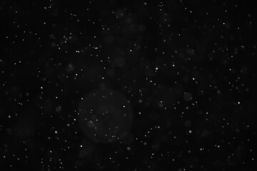 snow black background abstract texture, snowflakes falling in the sky overlay