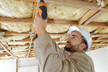 carpenter in a construction site