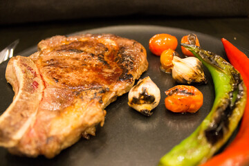 grilled steak beef with vegetables
