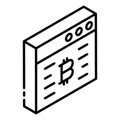 
Bitcoin website glyph isometric icon, digital money vector 
