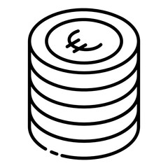 
Euro coins glyph isometric icon, metallic money vector 
