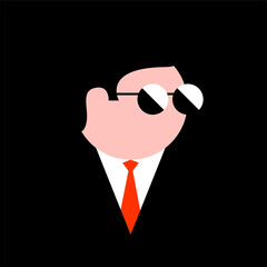 Icon with a businessman with glasses and a tie. Portrait of a young man in a business suit. Vector illustration of a successful person.