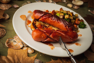 Still life- the bratwurst on the grill