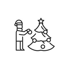 Decorate christmas tree color line icon. Editable stroke.