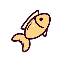 fish line and fill style icon vector design