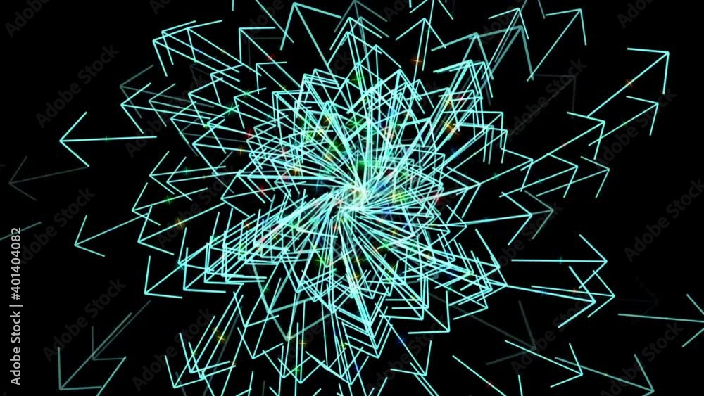 Aufkleber close-up of flying and falling arrows on an isolated black background, flying at high speed through 
