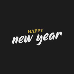 Fototapeta na wymiar Happy new year typography sign. Vector Lettering Composition. Holiday design for greeting card.