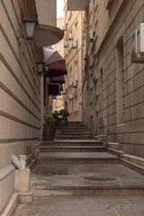 Stairs in the ancient cityPhoto of Baku in cloudy weather