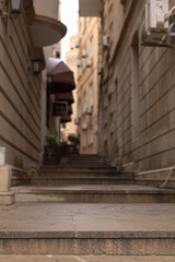 Fototapeta na wymiar Stairs in the ancient cityPhoto of Baku in cloudy weather