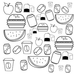 food and drink icons set vector 
