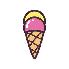 Ice cream of two balls with cone vector design