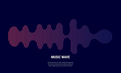 Music abstract background, colored in red, and blue gradations. Equalizer for music. Vector Illustration