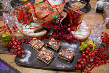 A delicious trey of Salted Peanut Nanaimo Bars, tasty festive Christmas treats