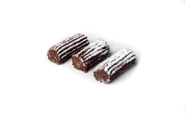 Handmade sweets. From dried fruits and nuts with the addition of cocoa. Home delivery. Festive concept. Quarantine.