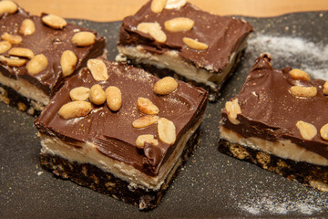 A delicious trey of Salted Peanut Nanaimo Bars, tasty festive Christmas treats