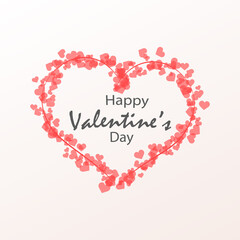 Valentine s day card with pink hearts. Vector