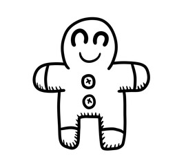 Stylized Adorable Christmas Gingerbread Man Doodle