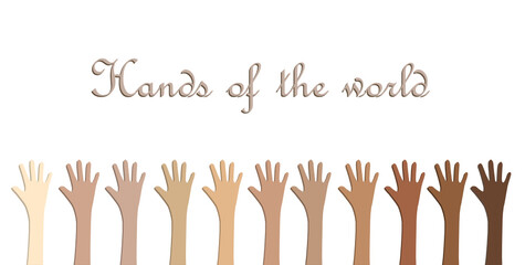 multicolored raised hands, group, society, acceptance, tolerance