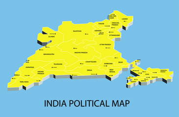 Obraz premium India political isometric map divide by state colorful outline simplicity style. Vector illustration.