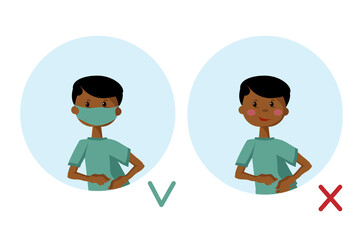 A mask is required. Entry without a mask is prohibited. Male guy with a medical mask and no mask.