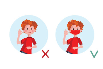 A mask is required. Entry without a mask is prohibited. Male guy with a medical mask and no mask.