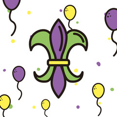 mardi gras lis flower with balloons vector design