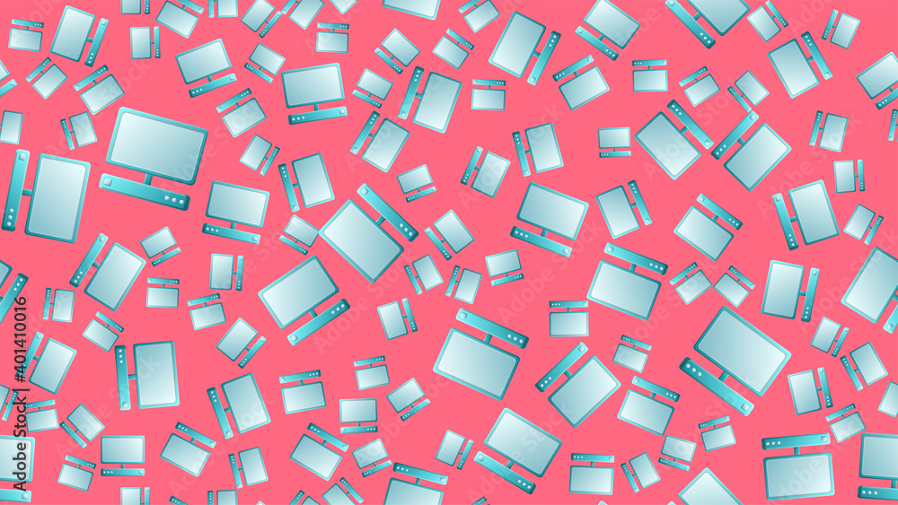 Aufkleber endless seamless pattern of beautiful digital virtual virtual modern new it computers with monitors 