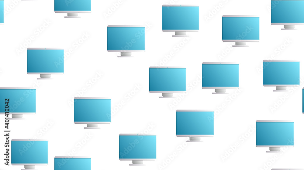 Poster endless seamless pattern of beautiful digital virtual virtual modern new flat it lcd monitors on a w