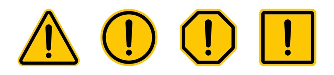 Set of warning, caution, attention icon sign, exclamation mark of warning alert icon