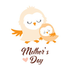 greeting card for mothers day with owls