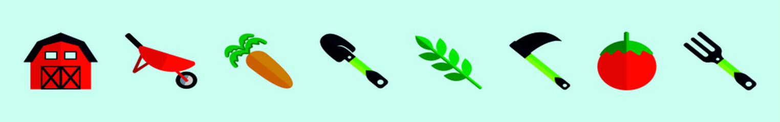 set of farm cartoon icon design template with various models. vector illustration isolated on blue background